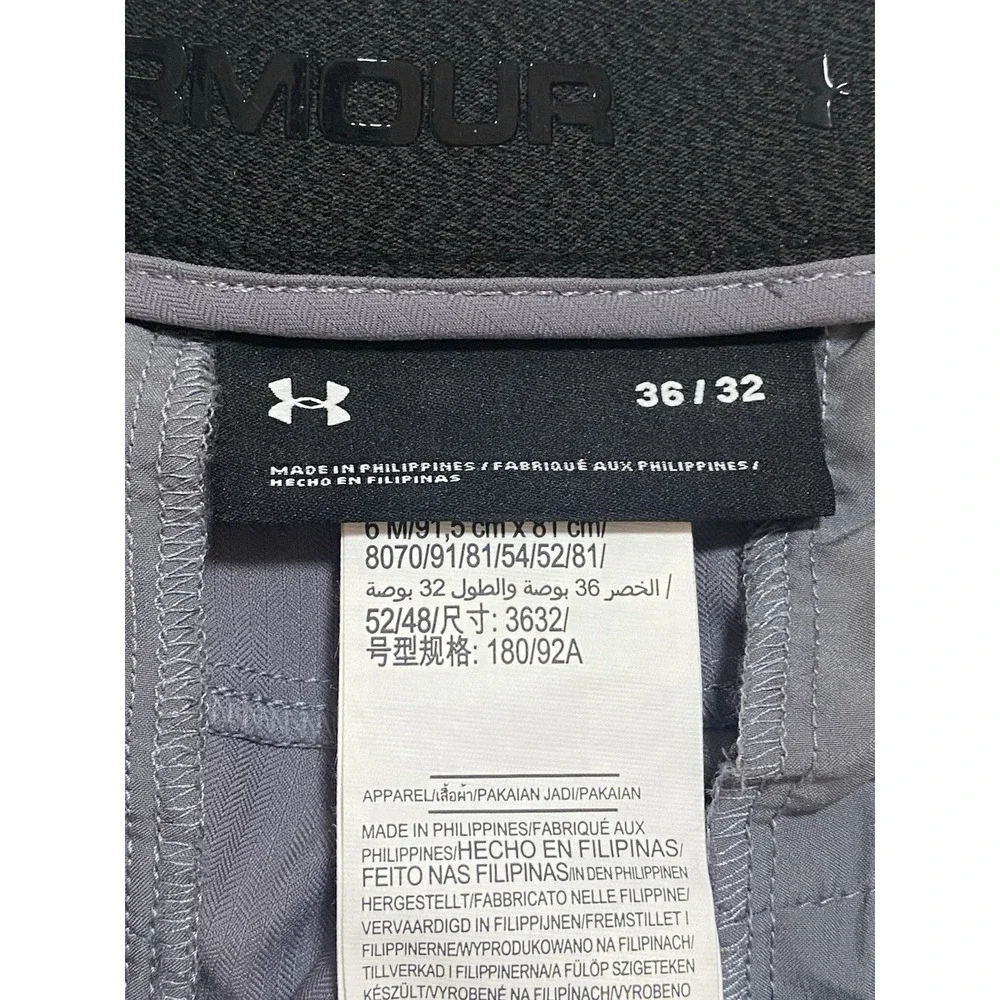 Under Armour Performance Pants Mens 36x32 Gray Golf Stretch‎ Flat Front Athletic